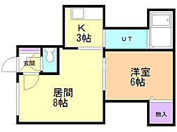 第8ベルハイム 1LDKの間取図画像
