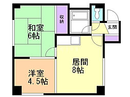 サンハイツ 2LDKの間取図画像
