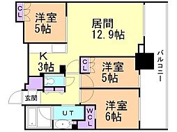 ザ・グランアルト札幌苗穂ステーションタワー 3LDKの間取図画像