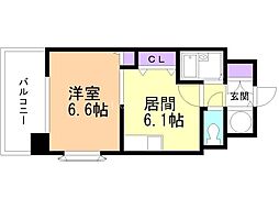 トーワ・ビルデンス 1DKの間取図画像