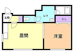 テクトルビル 1DKの間取図画像