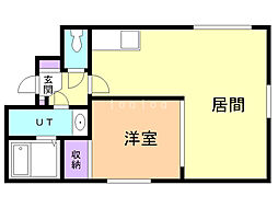 クリスタルパレス 1LDKの間取図画像