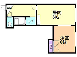 アーバン苗穂 1DKの間取図画像