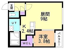 ARISTO北7条 1LDKの間取図画像
