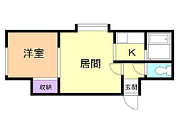 ミリオンN35 1LDKの間取図画像