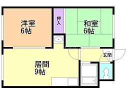 ラフォーレ北海 2DKの間取図画像