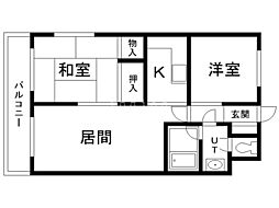 エルドラード元町 2LDKの間取図画像