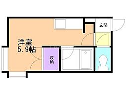 プランドールハイム ワンルームの間取図画像