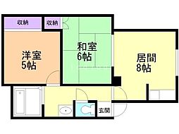 コーポSS 2LDKの間取図画像