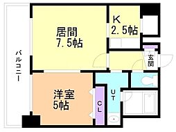 ラクラス札幌北7条 1LDKの間取図画像