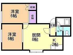 エール伏古 2LDKの間取図画像