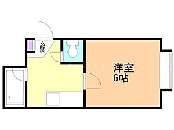 アップルハウス北22条3 ワンルームの間取図画像