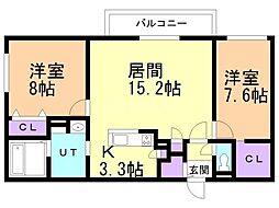 Grandzabo Honcho 2LDKの間取図画像