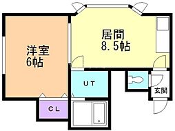 ノースウイングA 1DKの間取図画像