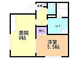 スワンハイツ 1LDKの間取図画像
