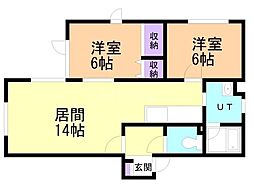 リブウエル 2LDKの間取図画像