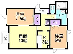 ローズマンション 2LDKの間取図画像