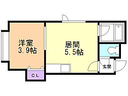 るぱれ東麻生壱番館 1DKの間取図画像