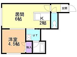 アレンダール壱番館 1LDKの間取図画像