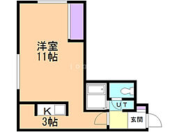 エスペラント 1Kの間取図画像