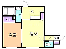 グランメール北22条 1LDKの間取図画像