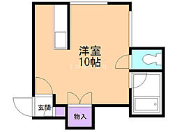 ホワイトテムN20 ワンルームの間取図画像