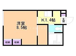 レオパレススカイミュー 1Kの間取図画像