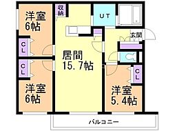 ZABO HILLS MIKAHO 3LDKの間取図画像