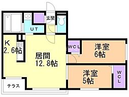 ガイアールN18 2LDKの間取図画像