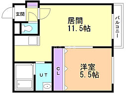グランディールN9 1LDKの間取図画像