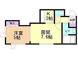 ノースフォレストN43 1LDKの間取図画像