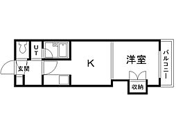 シャトープレイン 1DKの間取図画像