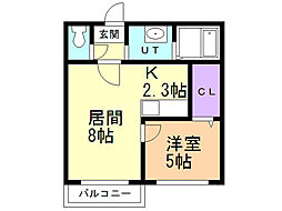 COLOREN18 1LDKの間取図画像