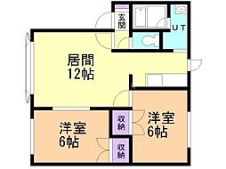 ルミエール伏古 2LDKの間取図画像