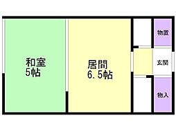 みかほマンション 1DKの間取図画像