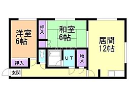 第5コーポ春 2LDKの間取図画像