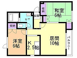 メイユールアリアムB 2LDKの間取図画像