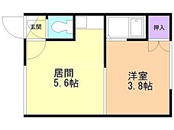 北10条ファミリーハイツ 1DKの間取図画像