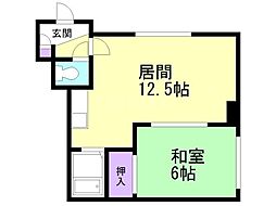 コーポわかば 1LDKの間取図画像