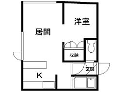 元町クラブハウス 1DKの間取図画像
