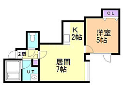 カーサブレッザ 1LDKの間取図画像