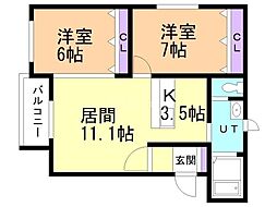 シャトル・TH・23 2LDKの間取図画像