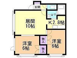 ルミエール四季 2LDKの間取図画像