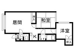 ホーエーハイツ 2LDKの間取図画像