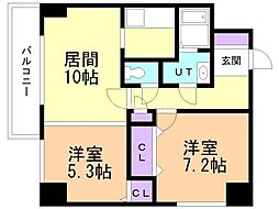 フィラコート北11条 2LDKの間取図画像
