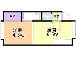 エルパラシオB 1DKの間取図画像