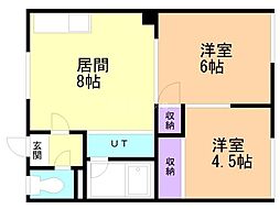 ハイツ百合 2DKの間取図画像