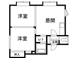 パークサイド・パレス 2DKの間取図画像