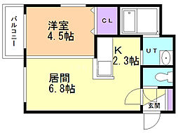 ル・ファールN25 1LDKの間取図画像