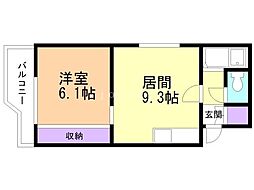 プラザイン栄通 1LDKの間取図画像